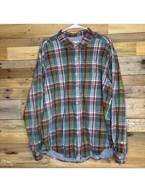Carbon 2 Cobalt Shirt Men’s Button Up, Red Blue Green Plaid XL 100% Cotton Lined